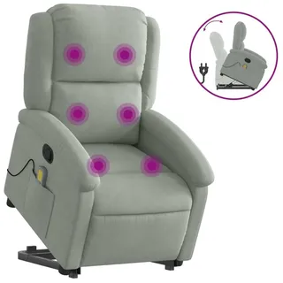 vidaXL Massagesessel mit Aufstehhilfe Hellgrau Samt - Grau