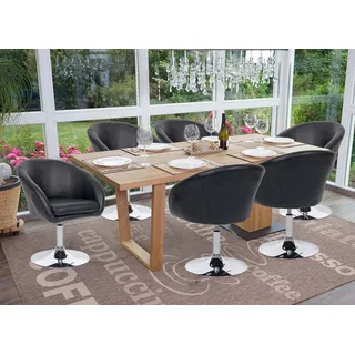6er-Set Esszimmerstuhl HWC-F19, Küchenstuhl Drehstuhl Loungesessel, drehbar höhenverstellbar Kunstleder schwarz - Schwarz