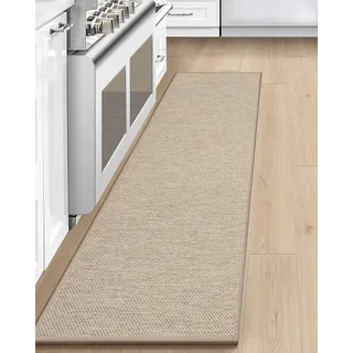 LEKEEPGO Küchenteppich Waschbar rutschfest 60x180cm, Küchenläufer rutschfest, Küchen Teppiche, Waschbarer Teppich Läufer Flur, Saugfähig Teppichläufer für Küche, Flur, Waschküche, Beige