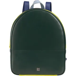 DuDu City Rucksack Leder 26,5 cm - Grün, Dunkelblau, Gelb