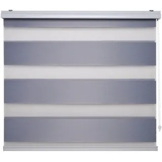Doppelrollo LIEDECO "DUO-Rollo mit 20 cm Streifen" Gr. 2, grau (silbergrau), B:80cm H:160cm, Polyester, Rollos, Doppelrollo, im Fixmaß