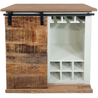 kreatives Wohnen Barschrank B 72 H 80 cm Weinregal Wein Schrank Hausbar Weinbar Anrichte California weiß Mangoholz, Holz, Extra breit