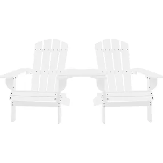 vidaXL Adirondack-Gartenstühle mit Tisch Massivholz Tanne Weiß - Weiß