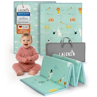 Laleni Krabbelmatte Baby 120x150x1 cm - wasserdichte Spielmatte Baby faltbar - isolierende Bodenmatte Kinder - weich & schützt vor kaltem Untergrund - Krabbeldecke outdoor & indoor - Zirkus-Motiv