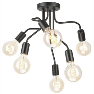 Kronleuchter , Schwarz , Metall , 44x40 cm , Made in Europe, Europäischer Sicherheitsstandard , Lampen & Leuchten, Innenbeleuchtung, Hängeleuchten, Kronleuchter