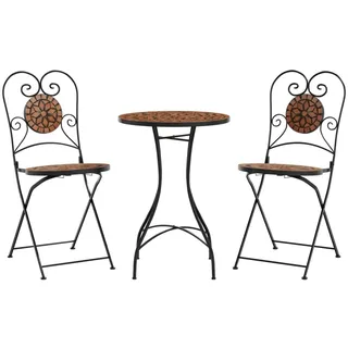 Mosaik-Bistro-Set Terrakottarot Eisen und Keramik - Orange