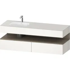 Duravit Qatego Einbauwaschtisch mit Konsolenwaschtischunterbau, 1600x550x600mm, Nische Eiche Terra, Becken links, QA4795035, Farbe: Weiß Supermatt