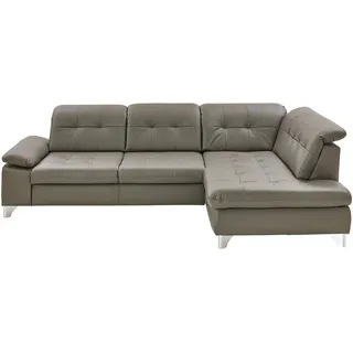 Beldomo Speed Ecksofa , Grau , Leder , Echtleder , Rindleder , Ottomane rechts, nicht einzeln stellbar, L-Form , 309x211 cm , Goldenes M , Typenauswahl, Bettkasten erhältlich, Fußauswahl, Lederauswahl, Stoffauswahl, Sitzqualitäten, seitenverkehrt erhältlich, Bettfunktion erhältlich, Hocker erhältlich, Rückenfutter , Wohnzimmer, Sofas & Couches, Wohnlandschaften, Ecksofas