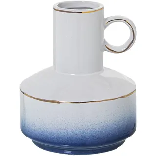 Alexandra House Living Vase, blau, weiß, Keramik, 14 x 14 x 18 cm mit Griff