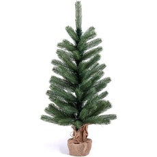 Bild von Künstlicher Weihnachtsbaum »Tannenbaum, künstlicher Christbaum«, Nordmanntanne, Weihnachtsdeko mit Jutebeutel um den Betonfuß, grün