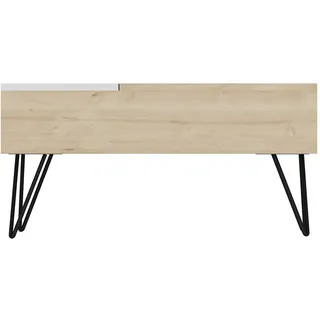 Homemania Kaffeetisch, Melaminspanplatte, Metall, Eiche weiß, 80 x 50 x 38.6 cm