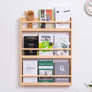 MaiBuL LNNW Wandzeitungsständer aus Holz, hängendes Bücherregal im Wohnzimmer, Aktenständer, Broschürenständer, einfach zu montieren Zeitschriften- und Broschürenständer(W-60cm(23 5/8"))
