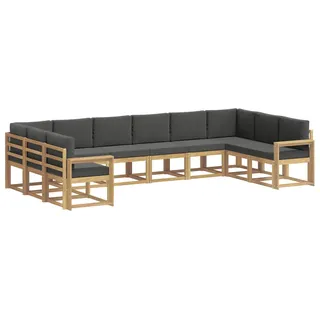 vidaXL Outdoor-Sofagarnitur 10 stk. Weiß und Anthrazit - Braun