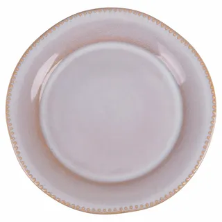 The Market Speiseteller aus Steinzeug, beige mit verziertem Rand, 6 Stück