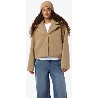 Noisy May Blouson Kuscheliger Reverskragen und weiche Teddy-Optik (1-St) NMNATI CROP TEDDY JACKET FWD NOOS beige XS (34)
