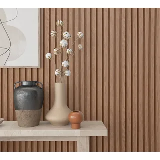 marburg Tapete Holzoptik Braun Akkustikpaneele 3D Effekt Vliestapete Wohnzimmer Schlafzimmer 10,05 x 0,53m Made in Germany