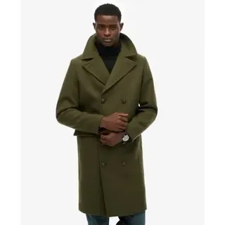 Superdry für Herren. M5012384A Merchant-Mantel aus Wollmischung, lang, grün (S), Lässig, Klassisch, Polyester