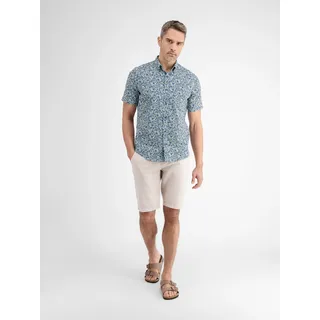 Kurzarmhemd LERROS "Sommerlich bedrucktes Halbarmhemd", Herren, Gr. S, Normalgrößen, blau (iced mint), 100% Baumwolle, Hemden Kurzarmhemd