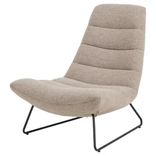 Selsey Forgents - Loungesessel mit Bouclé-Bezug in Beige, Kufengestell, Quersteppung, 82,5x93x97 cm