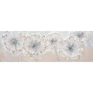 Ölgemälde BÖNNINGHOFF "Pusteblumen", beige (farbe rahmen: kein rahmen, farbe bild(er): beige, weiß, grau), B:120cm H:40cm T:2,1cm, Canvas, Bilder, Ölgemälde, jedes Bild ein Unikat, BxH: 120x40 cm