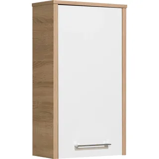 Saphir Hängeschrank »Quickset 382 Wand-Badschrank mit 1 Tür und 2 Einlegeböden«, Badezimmer-Hängeschrank, 40 cm breit, inkl. Türdämpfer, Weiß Hochglanz, braun