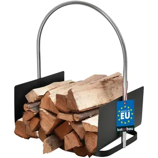 KOTARBAU® Kaminholzkorb Metall Holzkorb Brennholzkorb Kaminholzregal Feuerholzkorb Schwarz Chrom 40 x 50 cm Kaminkorb für Holz Kaminzubehör Korb Kaminholz Rechteckig