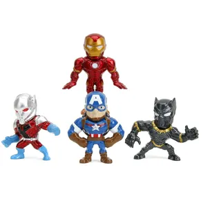 Jada Toys Pop-Kultur Sammelfiguren Set – Die-Cast Avengers 4-Pack Figuren 2,5", Iron Man, Captain America, Black Panther, Ant-Man