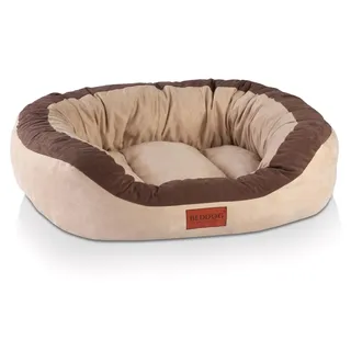 BedDog PRINS PREMIUM Hundebett aus strapazierfähigem Alicante-Gewebe,MELANGE (beige/braun),L - Beige