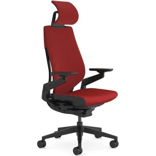 Steelcase Gesture Ergonomischer Bürostuhl mit 360° Armlehnen, 3D-Live Back Lumbalstütze, anpassbarer Kopfstütze Scarlet/Rot, 66 x 62.5 x 107