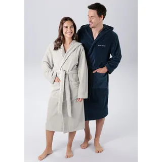 Unisex-Bademantel BRUNO BANANI "Daniel, ideal für Sauna & Spa, Hotelbademantel, Morgenmantel" Gr. 5XL, grau (hellgrau), 5XL, Veloursfrottier, Hausmäntel, Unisex-Bademantel, Damen & Herren Bademantel, lang, mit Taschen, S-5XL