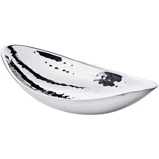 EDZARD Schale Halifax (L 27 cm, B 15 cm) aus Edelstahl gehämmert - Dekoteller, Dekoschale, Dekotablett - Schale, Servierschale, Schüsselschale, Metallteller für Deko, Blumen, Kerzen & Snacks