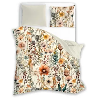 Bettwäsche, Baumwollbettwäsche, Boho-Stil, beige Natural Boho 140x200cm 006 Wiese - Beige