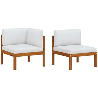 vidaXL Loungegarnitur mit Seilrückenlehne und Ecksofa, aus Holz und Seil, 2-teiliges Set , Schwarz , Füllung: Polyester , 65x60x65 cm , Gartenmöbel, Loungemöbel, Gartensofas & Loungesofas