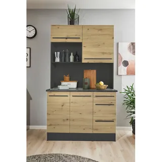 Mid.you Buffet , Anthrazit, Eiche Artisan , Kunststoff , 2 Fächer , 3 Schubladen , 120x211x60 cm , Beimöbel erhältlich , Küchen, Küchenmöbel, Buffetschränke