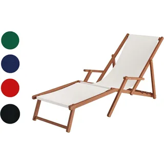 Liegestuhl XXL extra schwere Ausführung Sonnenliege Holz Deckchair Massivholz Gartenmöbel V-10-500 - Weiß