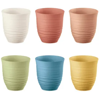 Guzzini Tierra niedrige Trinkgläser, 340 ml, Erdfarben, 100% recycelter Kunststoff, unzerbrechlich, wiederverwendbar, BPA-frei, Eiskaffee, Smoothie, Wasser, stapelbare Tasse für Kinder, Zuhause und