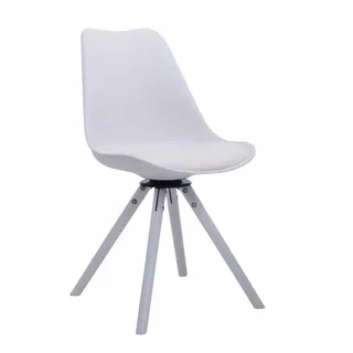 CLP Stuhl Lederlook weiß , Weiß , Holz , 48x84x56 cm , Esszimmer, Stühle