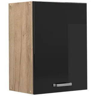 Vicco Hängeschrank R-Line Schwarz Hochglanz 45 cm , Schwarz Hochglanz, Honigeiche , Holzwerkstoff , 1 Fächer , Rechteckig , 45x60x31 cm , Küchen, Küchenmöbel, Küchenschränke, Küchenoberschränke