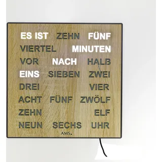 AMS 1237 digitale Wortuhr Deutsch LED-Anzeige - Braun