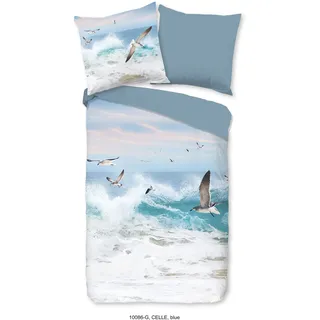 Good Morning Wendebettwäsche »Celle« 2 Stk. tlg. Baumwolle, Renforcé, Reißverschluss, Wendeoptik, Strand, Meer, Blau