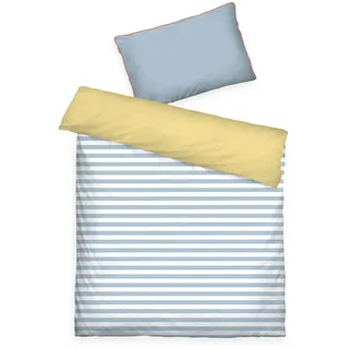 Tom Tailor Perkal-Babybettwäsche mehrfarbig Hellblau/Gelb 100 x 135 cm + 40 x 60 cm
