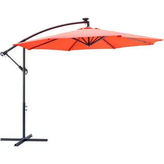 Ambia Garden Ampelschirm , Anthrazit, Orange , Textil , 245 cm , LED-Beleuchtung , Sonnenschutz, Sonnenschirme