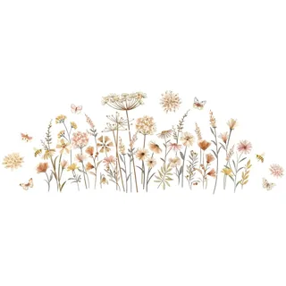 Pusteblumen Schmetterling Wandsticker, Boho Blumen Wandaufkleber, Wandtattoo Blumen, Wanddeko für Schlafzimmer Wohnzimmer TV Hintergrund