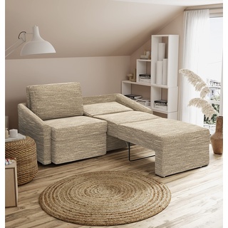 DOMO. collection Sofa Relax, 2-Sitzer Dauerschläfer, Boxspring Couch mit Schlaffunktion, Schlafsessel, Gästebett, Schlafsofa 168 x 96 x 86 cm (BxTxH), beige-braun