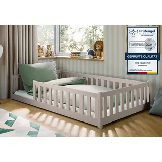 Kids Collective Jugendbett Bodenbett 120 x 200 cm Kiefer massiv grau
