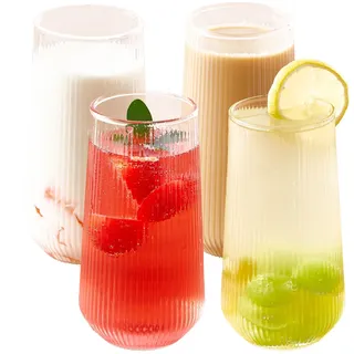 NSXIN Latte Macchiato Gläser Cappuccino Kaffeegläser 400ml 2er Set Teegläser Kristall Glas Eisbecher, Transparent, Hitzebeständig, Cocktail, Kaffee, Latte Macchiato, Modern (Typ B /500ml,4 Stk)