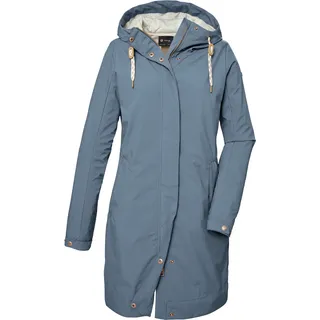 Softshellparka "GS 16 WMN SFTSHLL PRK", Damen, Gr. 38, blau (graublau), Oberstoff: Oberseite: 100% Polyester (recycelt), Rückseite: 100% Polyester, Futter: 100% Polyester, G.I.G.A. DX BY KILLTEC, Jacken Softshellparka, Wasserdichter, atmungsaktiver Parka aus recycelten Materialien