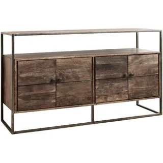 Livetastic Sideboard , Grau , Metall , Akazie , massiv , 2 Fächer , 150x83x40 cm , Handmade in India , Holzmöbel, Kommoden Holz, Sideboards Holz