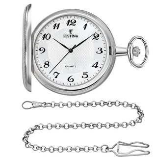Festina Taschenuhr Herren mit Kette - Edelstahl 316L - Quarzwerk - Klassisch, Vintage und Elegant F2024/1