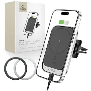 Tech-Protect CW19 Car Magnetic MagSafe Holder with 15W Inductive Charger for Ventilation Grille - Black